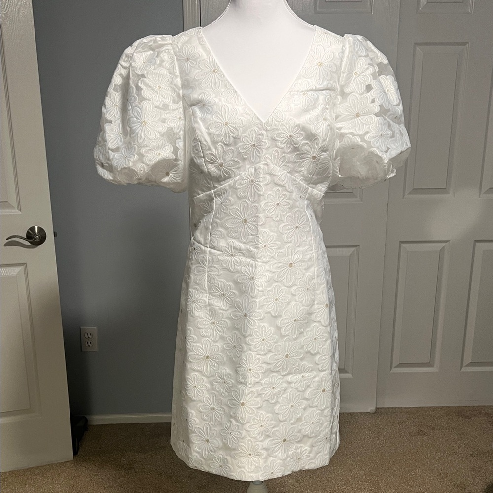 Lilly Pulitzer White Puff Sleeve Mini Dress